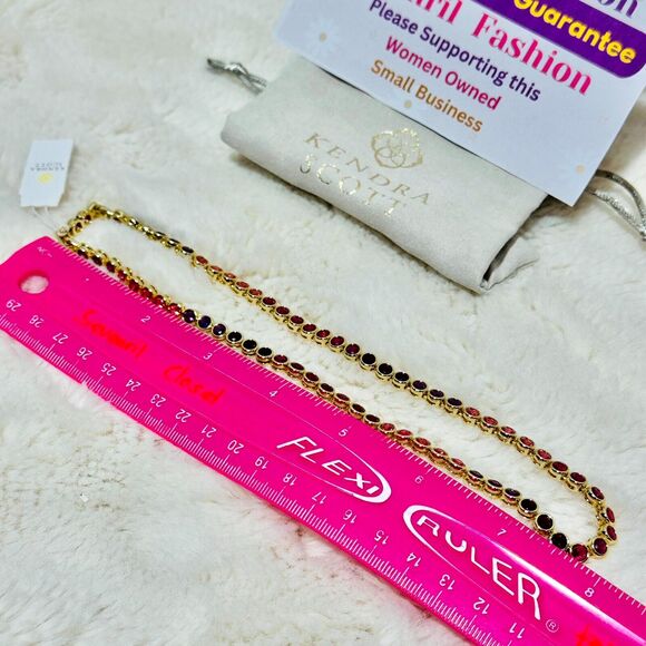 NWT Kendra Scott Carmen Tennis Necklace Gold Ruby Mix Gemstone $120 - Picture 7 of 8